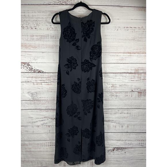 Casual Corner Dress Womens 8 Maxi Sleeveless Floral Velvet Burnout Elegant Forma - Picture 5 of 6